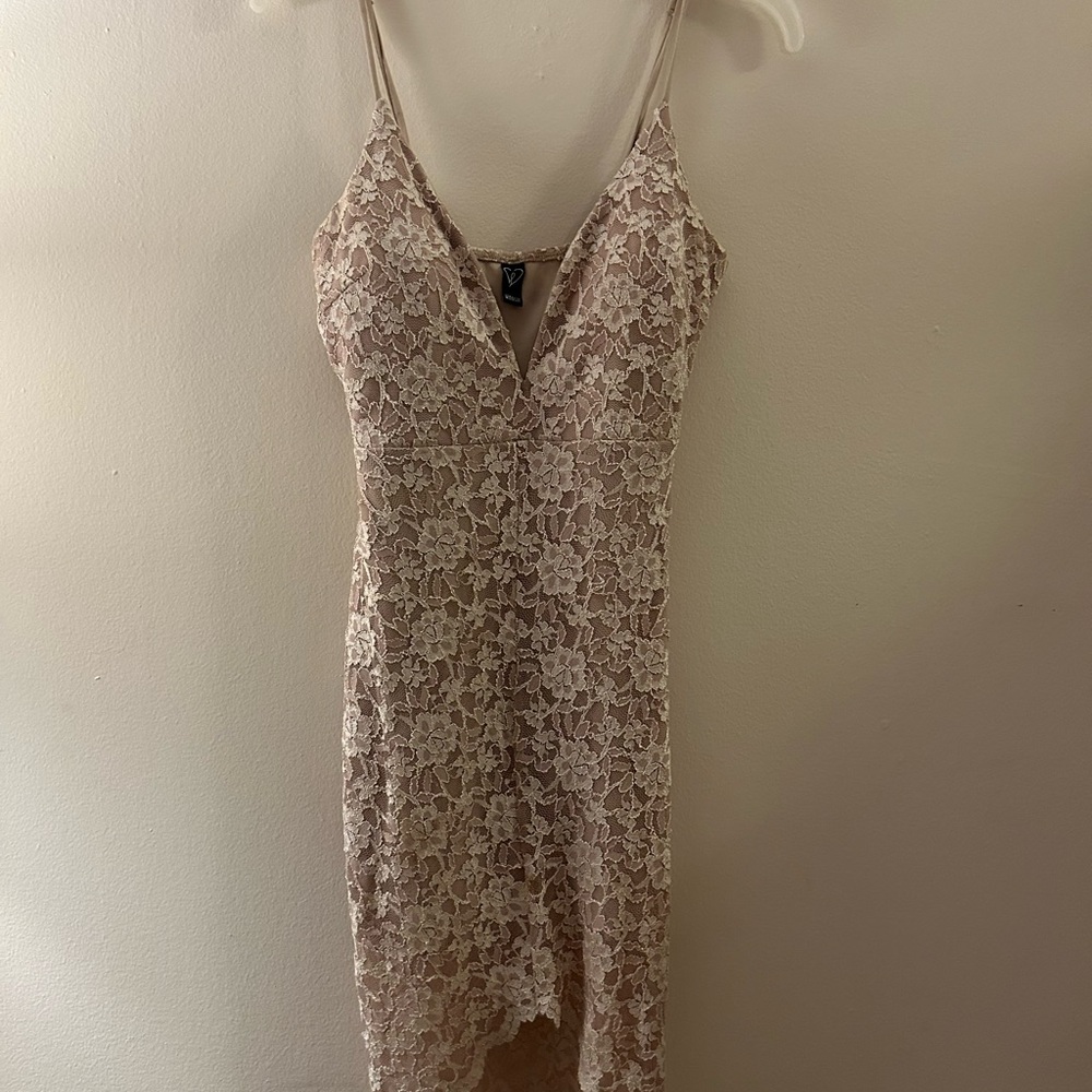 Windsor Floral Lace Mini Dress in Cream